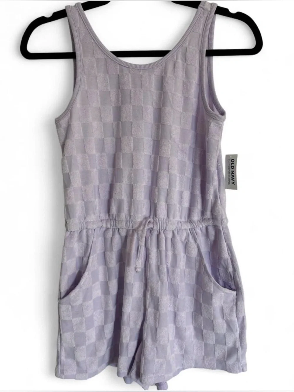 NWT Lavender Old Navy Girls Romper Checkered Large